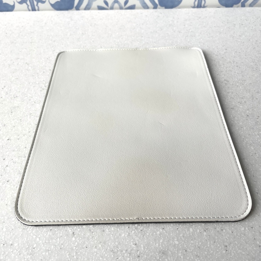 White Leather Mousepad Minimalist Stitched Rectangular Desk Accessory